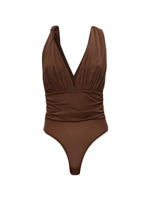 Gestuz ruched halterneck bodysuit Brown 10911216