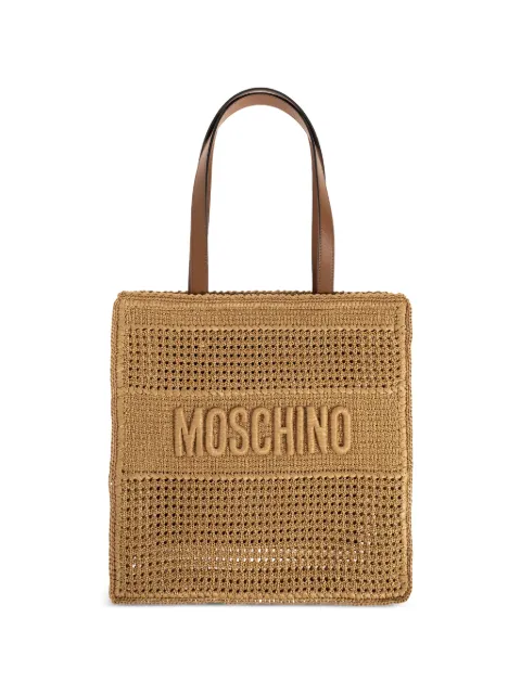 Moschino logo-embroidered raffia tote bag Neutrals MC4247PP0OOU0