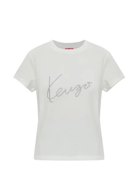 Kenzo Signature logo-embroidered cotton T-shirt White FG62TS2624SG