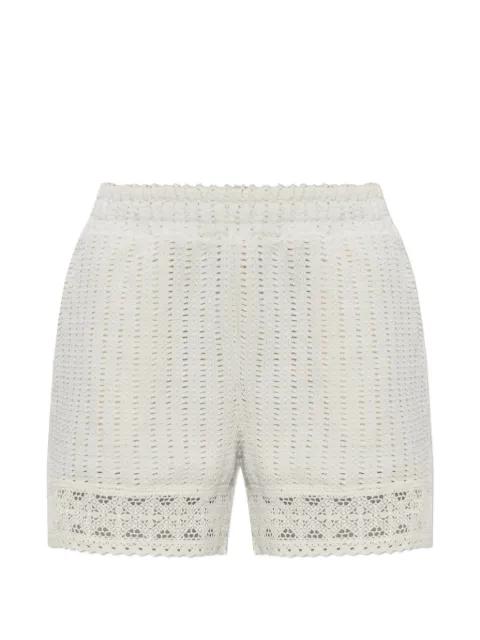 AllSaints Elma crochet-knit lace-trim shorts Neutrals W043TE