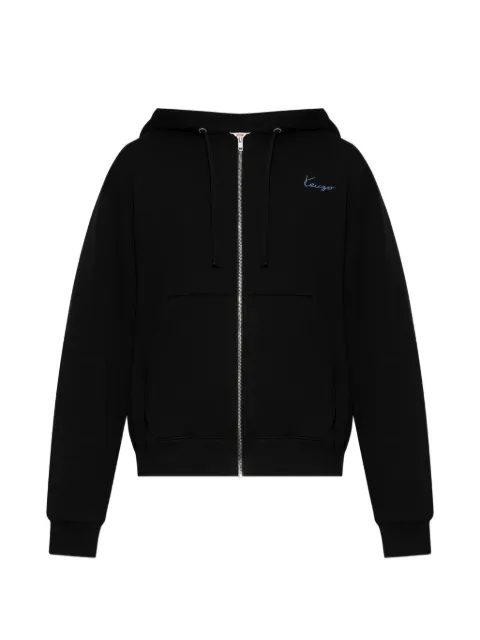 Kenzo logo-embroidered zip-up hoodie Black FG65HO2644MJ