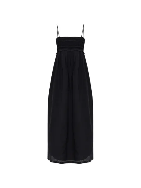 Posse Danielle embroidered ruffled cotton midi dress Black PS1873