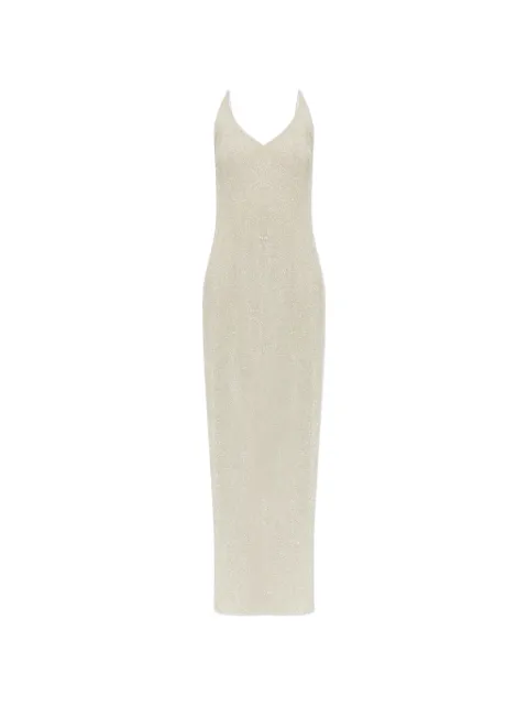 Gestuz metallic-effect side-slit dress Gold 10911420