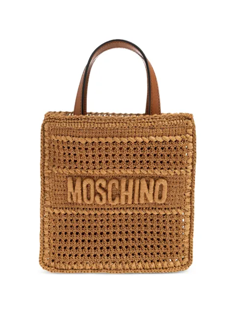 Moschino logo-embroidered woven tote bag Neutrals MC4248PP0OOU0