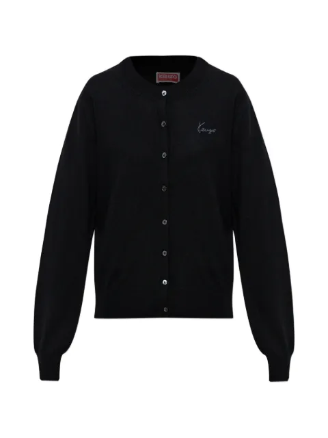 Kenzo Signature logo-embroidered wool cardigan Black FG62CA7633LB