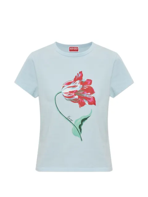 Kenzo Tulip cotton T-shirt Blue FG62TS2754SG