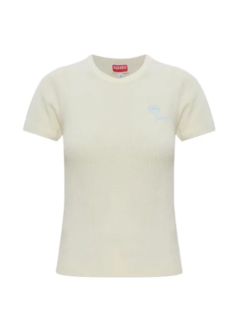 Kenzo Tulip embroidered short-sleeve cotton T-shirt Neutrals FG62TO7513EL