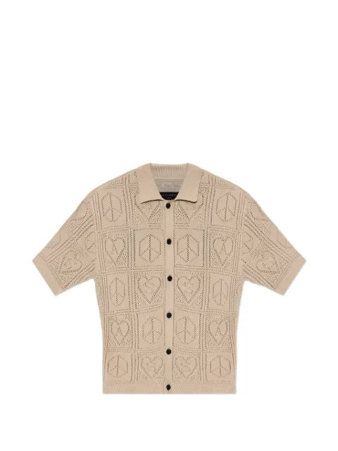 AllSaints Arktx perforated-knit short-sleeve cardigan Neutrals M030KE
