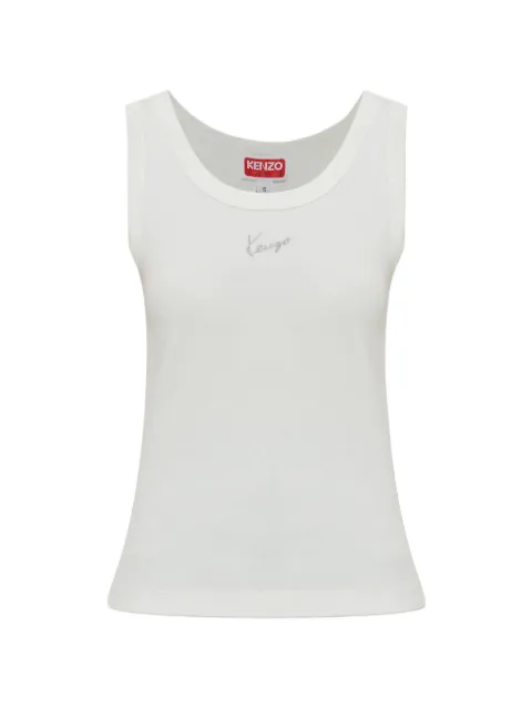 Kenzo Signature logo-embroidered cotton tank top Neutrals FG62TO2504SJ