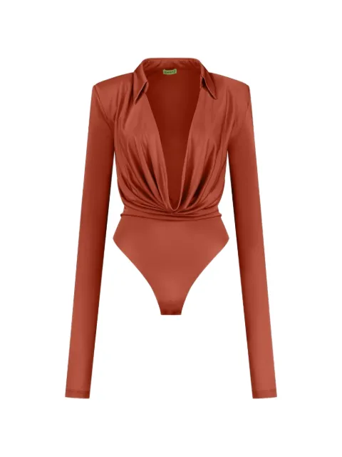 GAUGE81 Bauska draped V-neck bodysuit Brown 42234