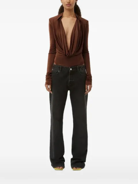 GAUGE81 draped V-neck bodysuit Brown 423328