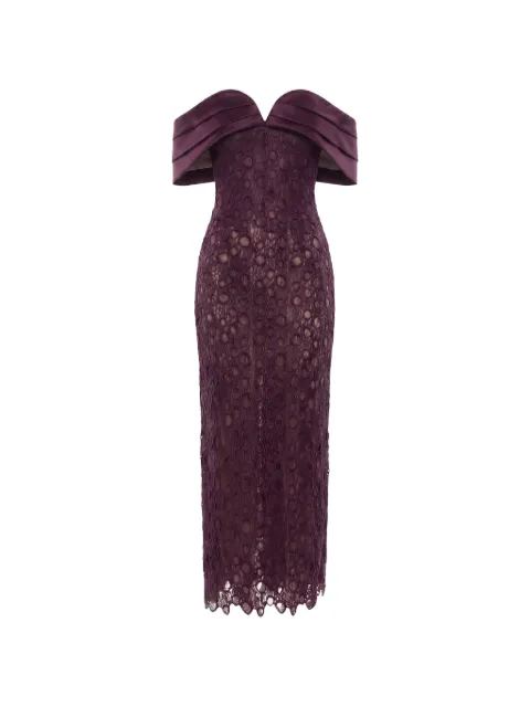 Saiid Kobeisy off-shoulder guipure-lace maxi dress Purple RTWFW2522