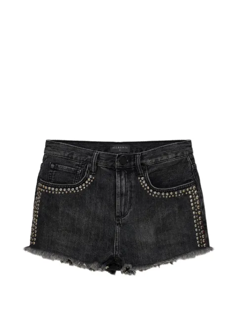 AllSaints Heidi stud-embellished frayed-hem shorts Black W057EE