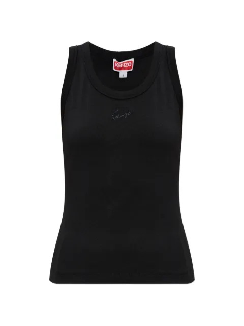 Kenzo Signature logo-embroidered ribbed cotton top Black FG62TO2504SJ