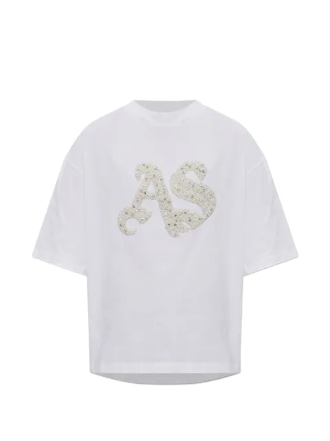 AllSaints Icon Amelie faux-pearl embellished T-shirt White W117JE