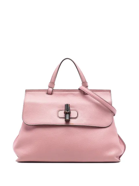 Gucci Pre-Owned 2016-2025 Medium Leather Bamboo Daily satchel Pink 7BOVVBG3G6WXUB8P