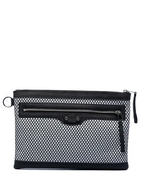 Balenciaga Pre-Owned 2015 Lambskin and Mesh Motocross Classic Clip M clutch bag Black GI4LHI0L2GAMLZE5