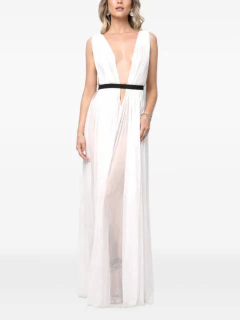 ROSERRY Santorini pleated tulle maxi dress White SANTORINISILKTULLE