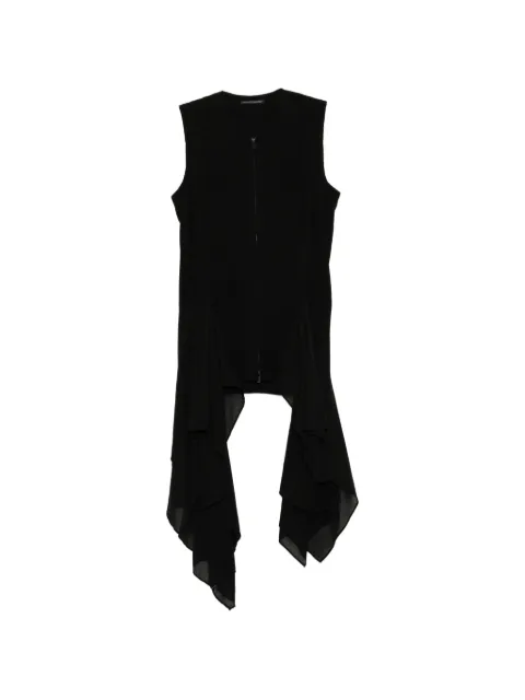 Yohji Yamamoto ruffled zip-up top Black FKV6080401
