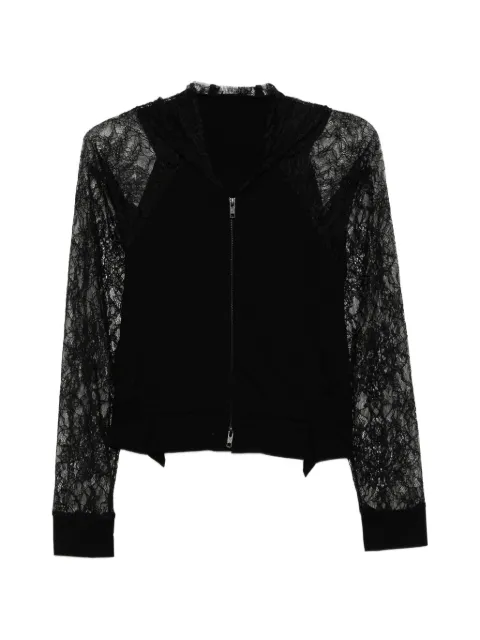 Limi Feu lace-panelled zip-up hoodie Black LKT0983001