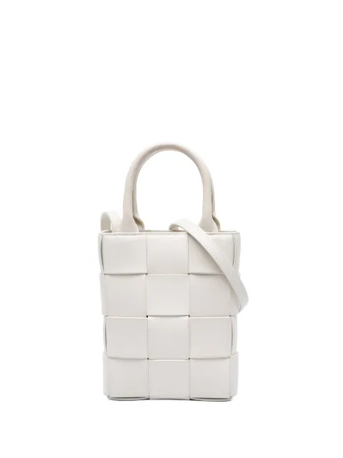 Bottega Veneta Pre-Owned 2012-2026 Mini Maxi Intrecciato Nappa North South Casette Tote satchel White WUSYVIGHGQV0JFDU