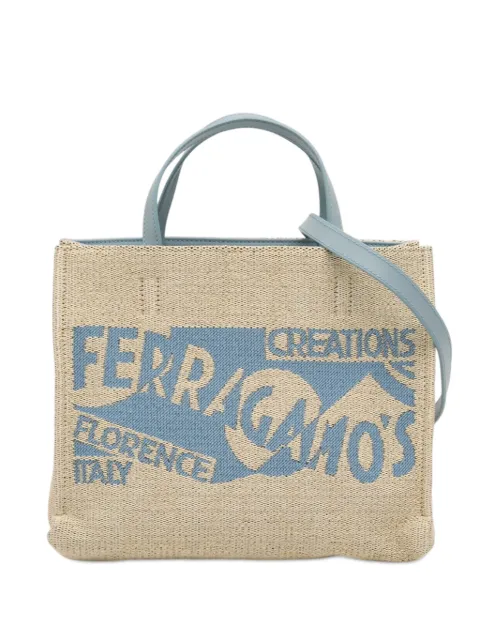Ferragamo Pre-Owned 2010-2026 Ferragamos Creations Medium Raffia Shopping Tote satchel Neutrals P3BO7BELLMQR7XN8