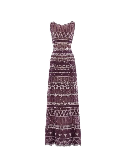 Saiid Kobeisy sequin-embellished embroidered maxi dress Purple RTWFW25DR40