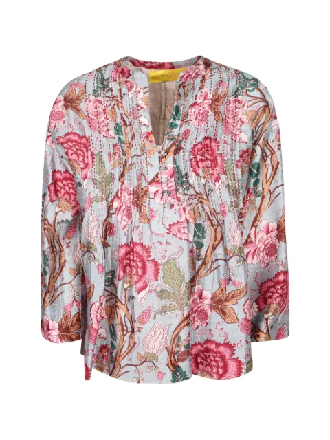 PHILIPPA 1970 Stella floral-print pleated blouse Pink STELLABLO
