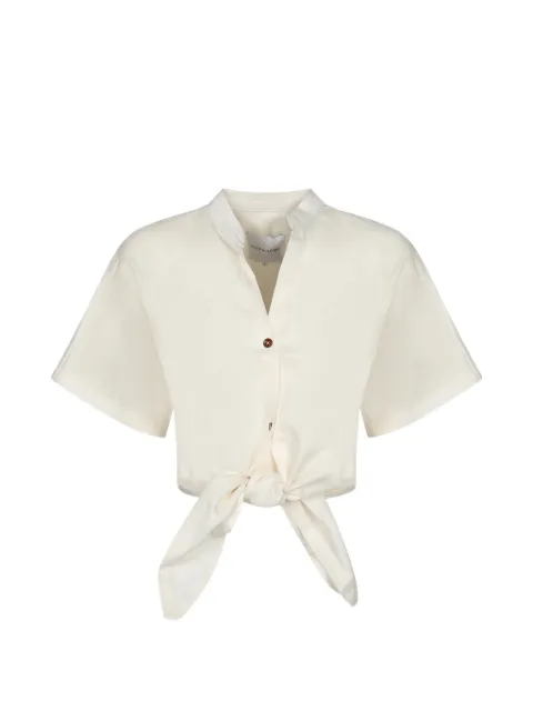 Cala de la Cruz tie-fastening cropped blouse Neutrals 25C230ECRU