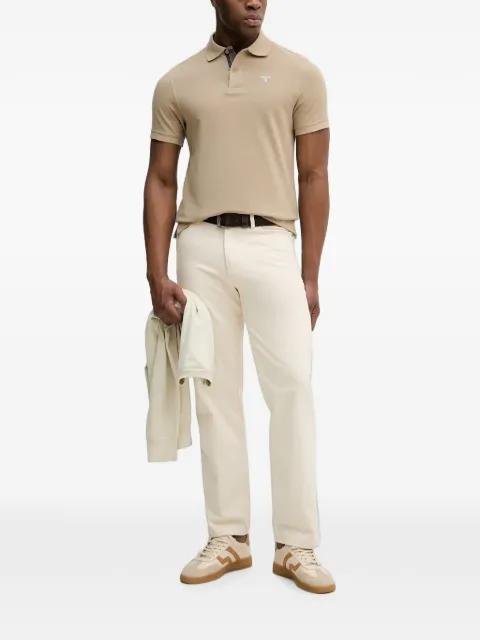 Barbour logo-embroidered polo shirt Neutrals MML0012