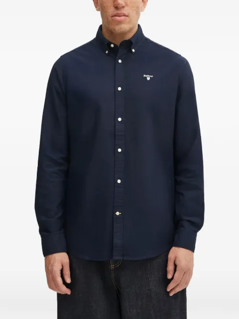 Barbour Oxford logo-embroidered long-sleeve shirt Blue MSH5301