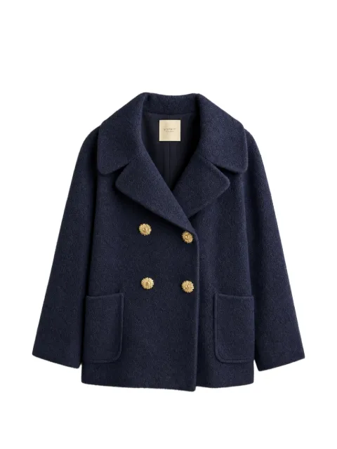 Edward Achour Paris double-breasted bouclé coat Blue 1002111017