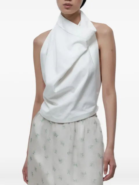 Carven backless draped silk top White 6261K21267