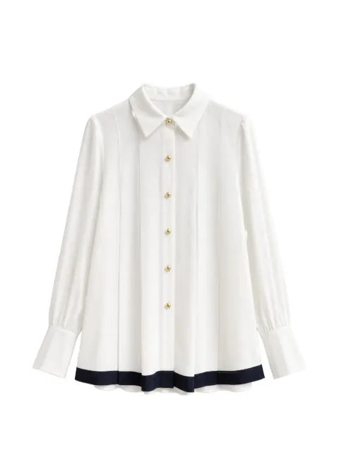 Edward Achour Paris contrast-trim pleated shirt White 1006231030