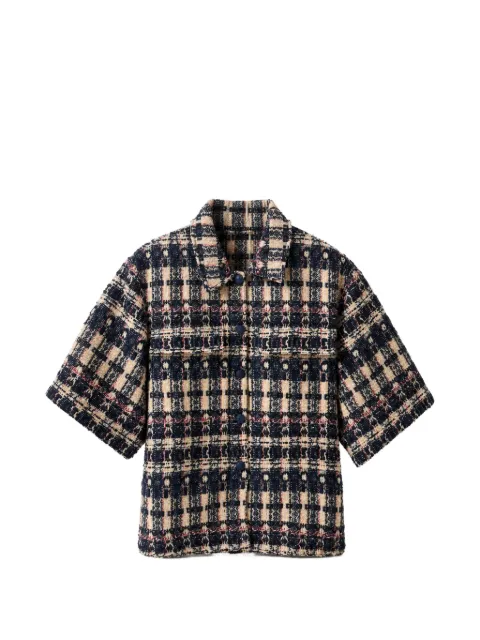 Edward Achour Paris checked tweed shirt jacket Blue 020668228