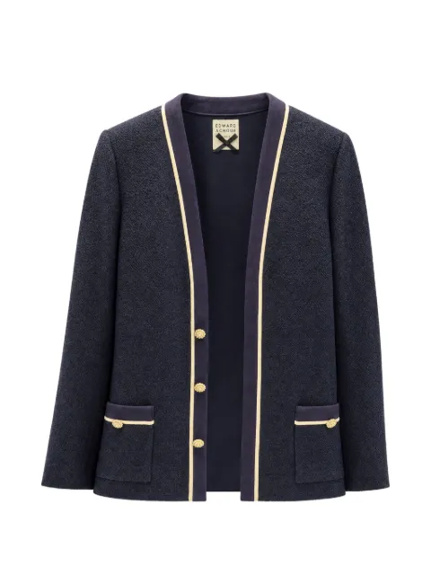 Edward Achour Paris contrast-trim bouclé jacket Blue 1001281017