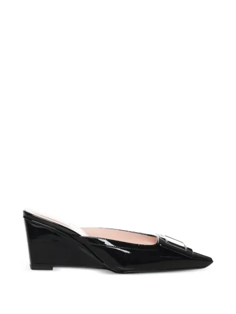 Roger Vivier 60mm Belle Vivier buckle-detail wedge heeled mules Black RVW80644380D1P