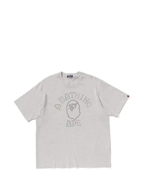 A BATHING APE® rhinestone-embellished Ape Head T-shirt Grey 001CSL801313M