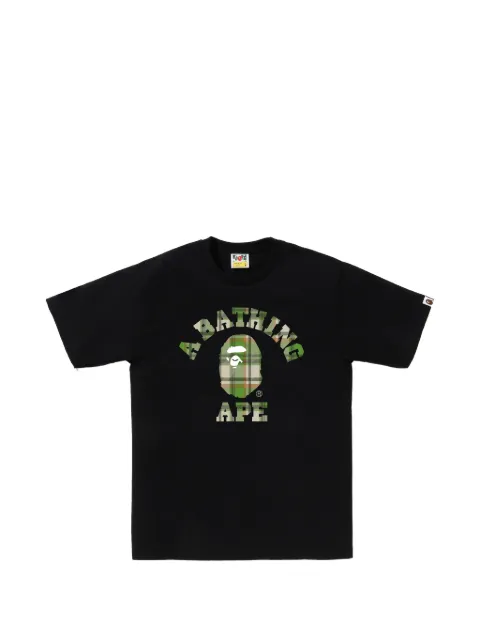 A BATHING APE® Ape Head check-print T-shirt Black 001TEL801021M