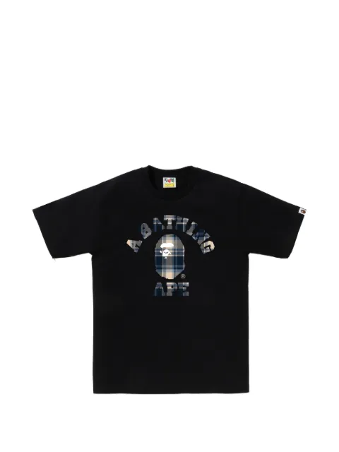 A BATHING APE® Ape Head check-print T-shirt Black 001TEL801021M