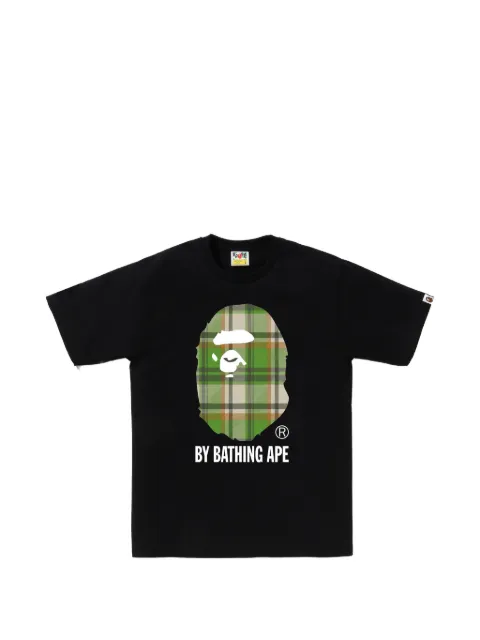 A BATHING APE® Ape Head check-print T-shirt Black 001TEL801022M
