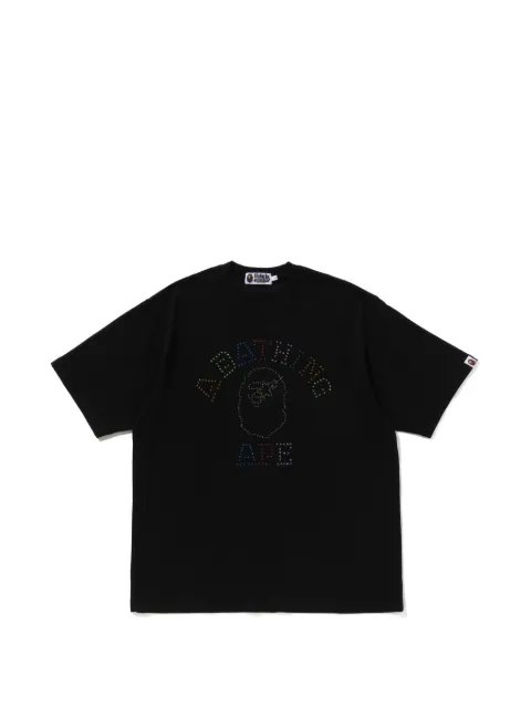 A BATHING APE® rhinestone-embellished logo T-shirt Black 001CSL801313M