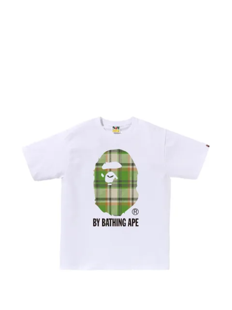 A BATHING APE® Ape Head check-print T-shirt White 001TEL801022M