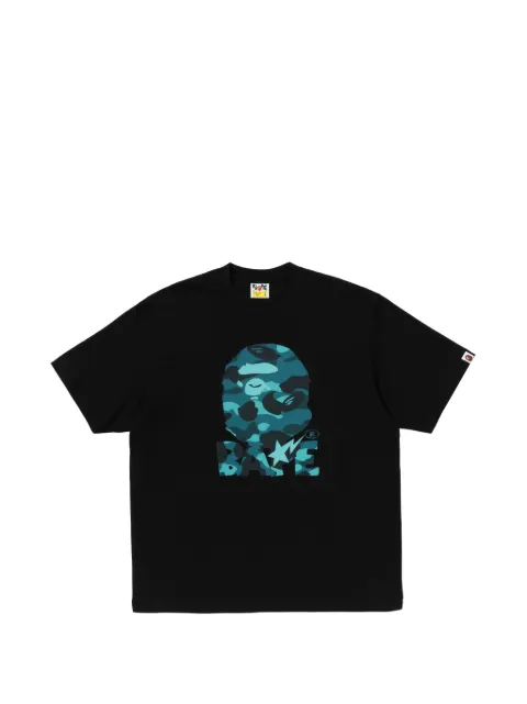 A BATHING APE® camo-print logo-print T-shirt Black 001TEM301325M