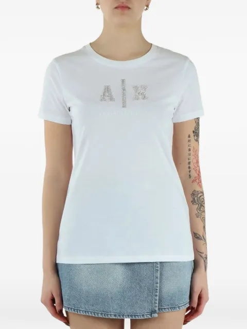 Armani Exchange rhinestone-logo T-shirt White XW002348AF10356