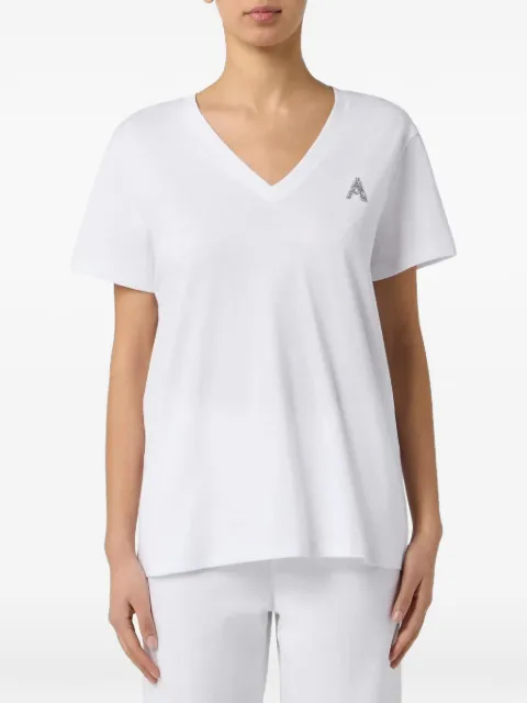 Armani Exchange rhinestone-embellished V-neck T-shirt White XW002330AF10356