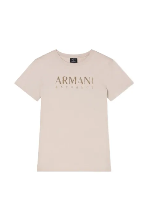 Armani Exchange rhinestone-logo T-shirt Neutrals XW002294AF17172