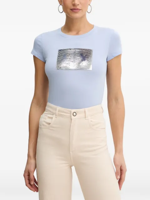 Armani Exchange sequin-embellished T-shirt Blue 8NYTDLYJ73Z