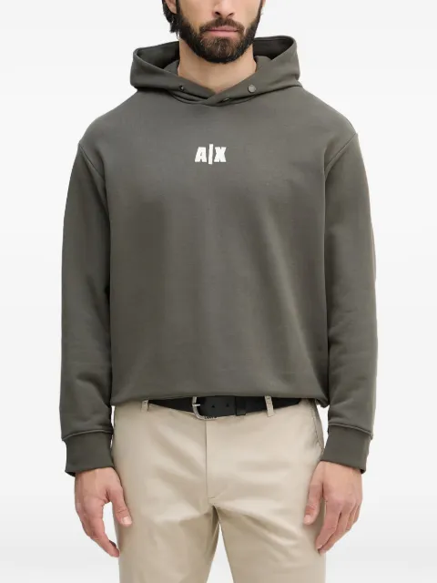 Armani Exchange logo-patch snap-button hoodie Green XM002388AF20169