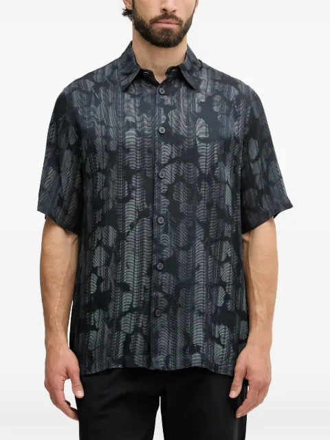 Armani Exchange abstract-print short-sleeve shirt Blue XM002106AF13235